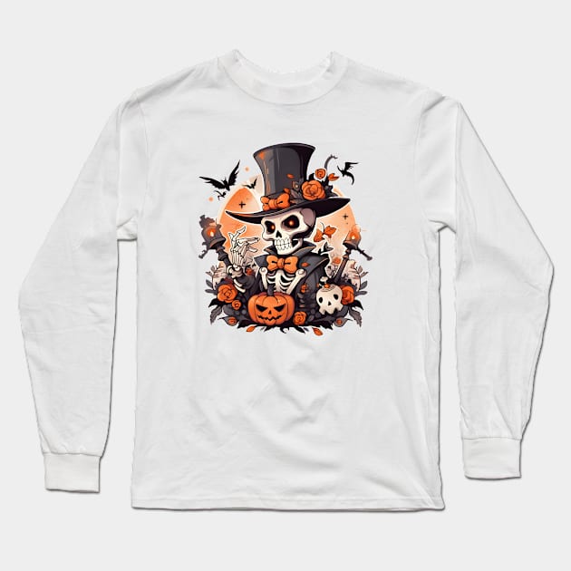 Halloween Skull Terror Long Sleeve T-Shirt by ragil_studio